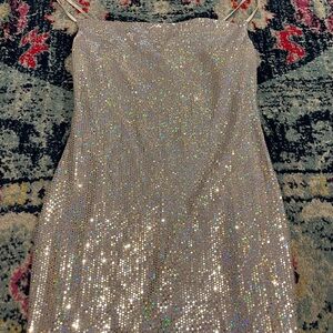 Inspired Hearts Silver Sequin Prom Dress